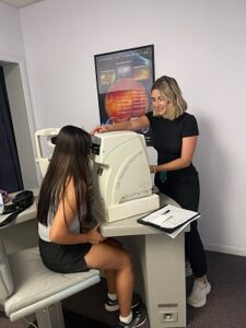 Patient getting eye exam.